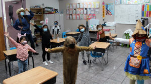 Students from Ms. Fuentes' class dressed as various characters